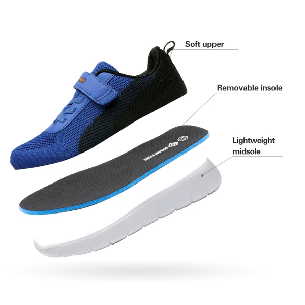 [EZ-Ons MagicZips] Boys Girls Tennis Running Shoes - ROYAL BLUE NAVY BLACK - 4